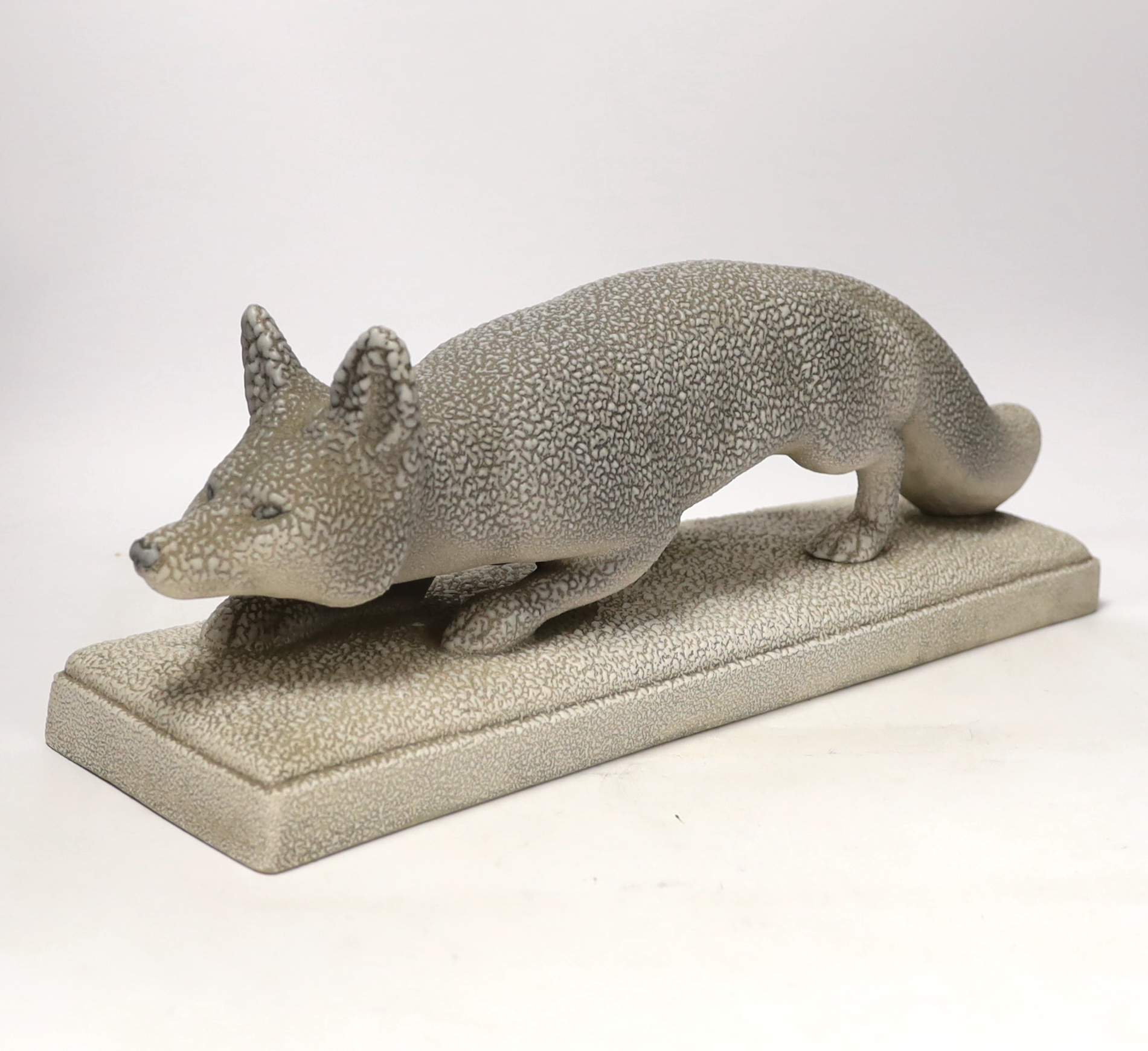 A Sevres Vinsare Art Deco pottery model of a fox, 49cm